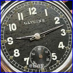 Military WW2 Watch GLYCINE DH Original Mechanical AS 1130 Rare Black German Army