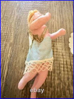 Mint Antique German Wax Cupid Cherub Pair Victorian Christmas Ornaments 4