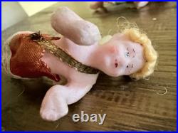 Mint Antique German Wax Cupid Cherub Pair Victorian Christmas Ornaments 4
