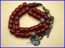 Old Real Antique Rare German Bakelite Amber Necklace Rosary Prayer Beads 130 Gr