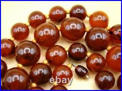 Old Real Antique Rare German Bakelite Amber Necklace Rosary Prayer Beads 151 Gr