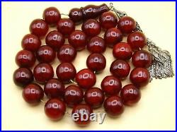 Old Real Antique Rare German Bakelite Amber Necklace Rosary Prayer Beads 185 Gr