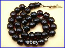 Old Real Antique Rare German Bakelite Amber Necklace Rosary Prayer Beads 89 Gr