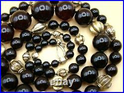 Old Real Antique Rare German Bakelite Amber Necklace Rosary Prayer Beads 94 Gr