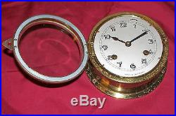 Old US Navy Ships Clock USN Germany Nautical Vintage German Brass WWII Maritime