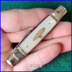 Old Vintage Antique German Fancy Pearl Step Bolster Congress Pen Pocket Knife
