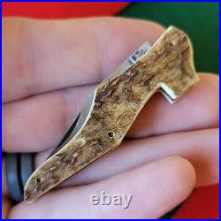 Old Vintage Antique German Figural Stag Bone Ladies Shoe Pen Pocket Knife