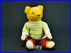 Old antique German teddy bear vintage mohair 1940s bear with original