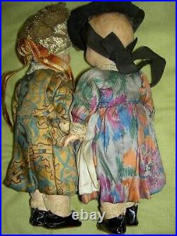 PAIR of Antique, 7 tall, German HANSI, Haralit Art dolls by Wagner & Zetsche