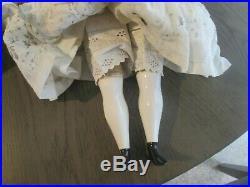 Pair Of Antique German 22 Inch China Flat Head Dolls In Full Dress