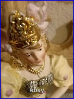 Porcelain antique kister queen figurine doll German Dresden vintage tall gold