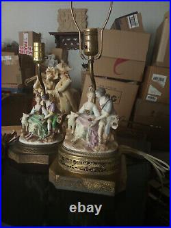 Porcelain antique vintage figurine figural group lamp German Japan Meissen type2