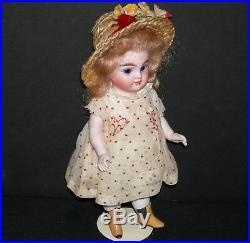 Prettiest All Bisque! Large 6 1/2 Molded Yellow Boots Deep Modeling