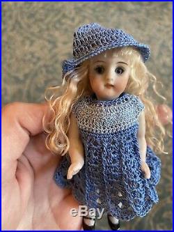 Pretty Antique All Bisque Kestner Mold 620 Glass Eye German Doll Nicely Dressed