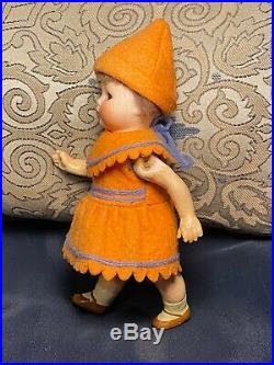 RARE! ANTIQUE ELF PIXIE GERMAN DOLL Small Jointed Bisque Head GOOGLY EYES 6.5