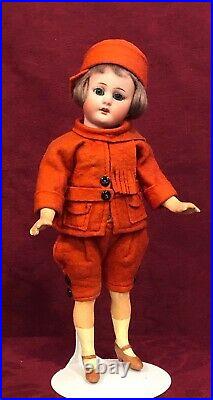 RARE Antique All Original Flapper Boy Bisque Doll by Simon & Halbig