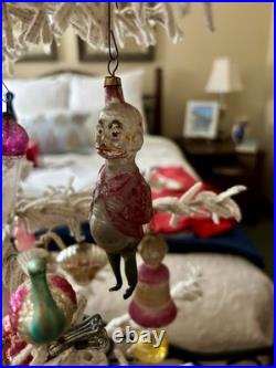 RARE Antique GERMAN HAPPY HOOLIGAN Glass Christmas ORNAMENT w ANNEALED LEGS