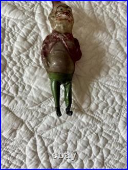 RARE Antique GERMAN HAPPY HOOLIGAN Glass Christmas ORNAMENT w ANNEALED LEGS