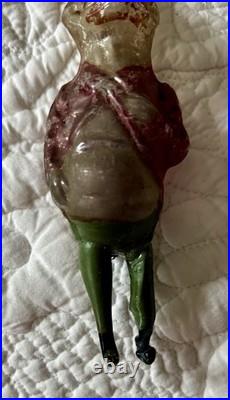 RARE Antique GERMAN HAPPY HOOLIGAN Glass Christmas ORNAMENT w ANNEALED LEGS