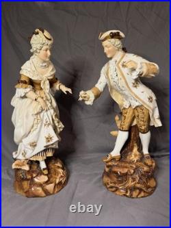 RARE Antique German Volkstedt Porcelain Courting Couple Figurines Pair 16
