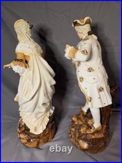 RARE Antique German Volkstedt Porcelain Courting Couple Figurines Pair 16
