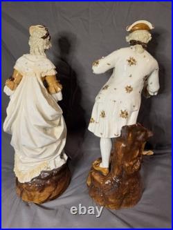 RARE Antique German Volkstedt Porcelain Courting Couple Figurines Pair 16