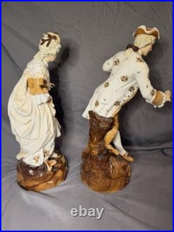 RARE Antique German Volkstedt Porcelain Courting Couple Figurines Pair 16