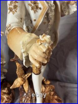 RARE Antique German Volkstedt Porcelain Courting Couple Figurines Pair 16