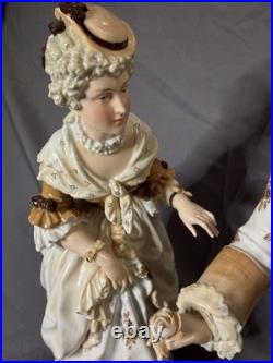 RARE Antique German Volkstedt Porcelain Courting Couple Figurines Pair 16