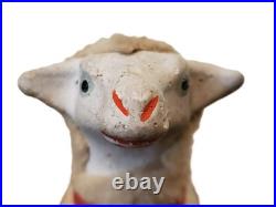 RARE Antique Lg GERMAN Wooly Putz Sheep CHRISTMAS Ribbon BELL 5 T VGC #1