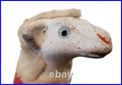 RARE Antique Lg GERMAN Wooly Putz Sheep CHRISTMAS Ribbon BELL 5 T VGC #1