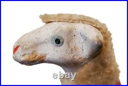 RARE Antique Lg GERMAN Wooly Putz Sheep CHRISTMAS Ribbon BELL 5 T VGC #1