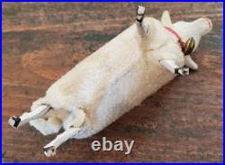 RARE Antique Lg GERMAN Wooly Putz Sheep CHRISTMAS Ribbon BELL 5 T VGC #1
