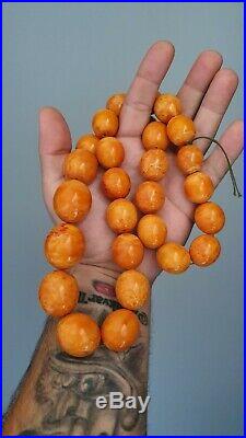 RARE VERY 190 gram Antique Vintage 100% German pressed Amber Beads Rosary