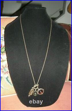 RARE! Vintage Extasia Intaglio Charm Necklace Antiqued Bronze Toggle Signed