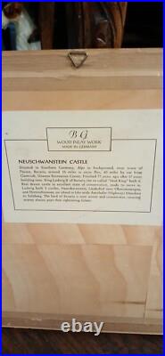RARE Vintage German Inlaid Marquetry Wood Marcus Tower & Neuschwanstein Castle RARE Vintage German Inlaid Marquetry Wood Marcus Tower & Neuschwanstein Castle