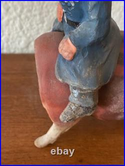RARE. Vintage/ antique Candy container nodder Bobby riding a bull German