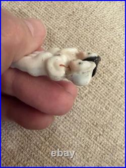 Rare 1.75 Antique German Frozen Charlotte Twin China Doll w Bonnet c1850-1870