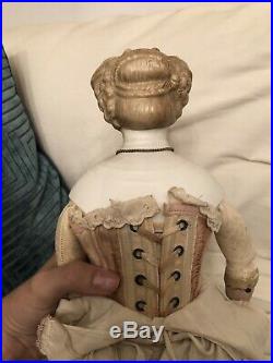 Rare 22 Cafe Au Lait China Parian Antique German Doll Fancy Unusual Hairstyle