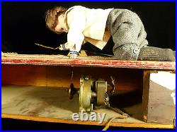 Rare & Amazing Mechanized German Doll Rug Or Sweeper Animated Business Display