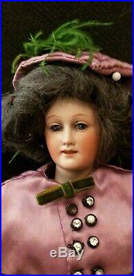 Rare Antique 7925 Gebruder Heubach Fashion Lady 15 Bisque Head Doll