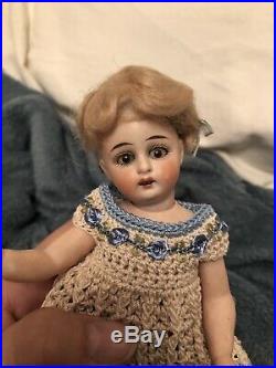 Rare Antique Extra Large All Bisque 7 Doll For The French Market Original Wig