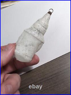 Rare Antique Frosted Santa German Scrap Diecut Glass Xmas Tree Ornament