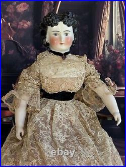 Rare Antique German 17.5 Countess Dagmar Style Brunette China Head Doll Rare Antique German 17.5 Countess Dagmar Style Brunette China Head Doll