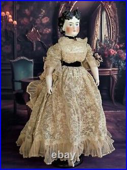 Rare Antique German 17.5 Countess Dagmar Style Brunette China Head Doll Rare Antique German 17.5 Countess Dagmar Style Brunette China Head Doll