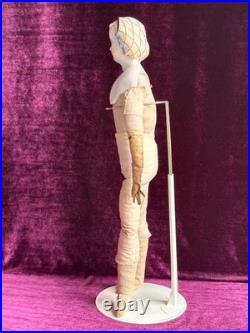 Rare Antique German 17.5 Molded Snood Blue Bows China Shoulder Head Doll