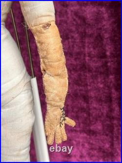 Rare Antique German 17.5 Molded Snood Blue Bows China Shoulder Head Doll