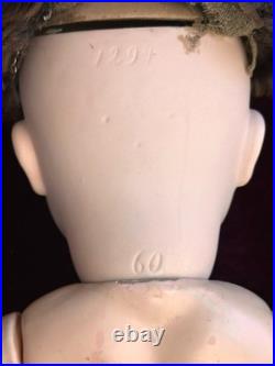 Rare Antique German 24 Bruno Schmidt 1294 Bisque Head Toddler Character Doll