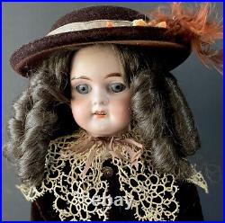 Rare Antique German Bisque LHB Louis Herman Bonvoisin 21 Doll Leather Kid Body