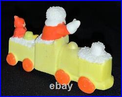 Rare! Antique German Bisque Snowbaby Figure Santa On Train With Elf